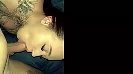 Naughty teen 18+ performs intense blowjob on big cock