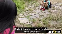 Hot brunette girlfriend turns slut for cash while boyfriend watches her fuck