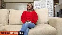 Amateur 18yo ebony cutie rough face fucked by big cock casting dude