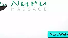 Hot masseuse Maya Woulfe rubs her black client with nuru gel!