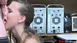 petite teen 18+ shoplifter fucked her way out of trouble in the store