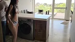 Amateurs sneaking around fucks 3 strangers