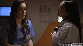 Latina doctor seduces nurse with oral and fucking to avoid trouble