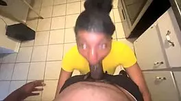 my stepsister thot sucks monster cock in doggystyle. wet handjob and face fucking with ebony slut spreading.