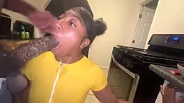 my stepsister thot sucks monster cock in doggystyle. wet handjob and face fucking with ebony slut spreading.