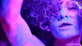 Teen poses solo in bathroom