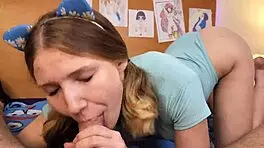 Cute student begs for hot sperm on face