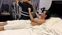 Asian maid sucks cock amazingly!