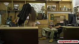 The small tits babe says, 'Rail me hard at the pawnshop'