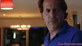 Two young teens give blowjobs and get facialized in hardcore oral action