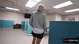 Cheating Teen Talks on Phone with Boyfriend While Boss Fucks Her at Office!