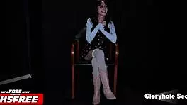 smokin hot small 18+ tittied brunette intensely sucks cock at gloryhole