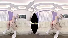 vr piss play and dildo fucking on the sofa with close-ups