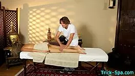 brunette hotties get intense tit rub during massage