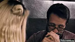 Petite Teen Sucks and Fucks Stepdad Big Cock with Ass Licking and Shaved Pussy