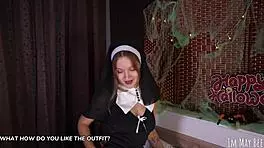 sexy nun sucking dick swallowing cum