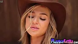 Smoking hot all natural teen 18+ cowgirl blake blossom flashes her big boobs