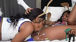 lesbian step sisters lola and tinee party with neighbors