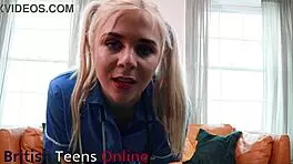 I goon for the 18 year old nurse's small tits during foreplay