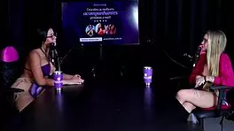 Beautiful teen demonstrates first blowjob and shows off tits and virgin pussy in sheer red lingerie.