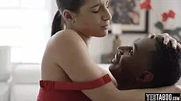 Cute brunette teen wants to try a huge big black cock in doggystyle blowjob