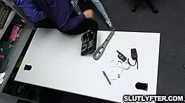 two pervy officers licking and fucking teen 18+ shoplifter