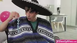 step dad and son stuffing alyx star's pussy together?