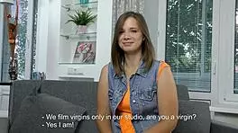In this casual casting, chubby virgin sandra bulka gets interviewed and masturbates for defloration