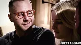 Neighbors Interact With Teen Eliza Eves In Threesome Movie