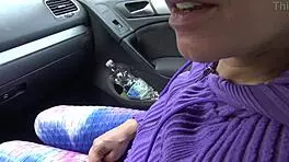 Perverted Stepmother Gropes And Jerks Stepson's Monster Cock In His Car