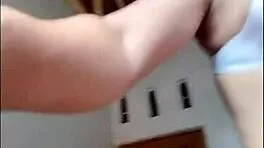 Look at that sexy shemale stroking her cock! So hot!