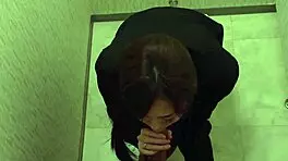 Japanese Secretary Gets Teased By Old Boss In Public Toilet Roleplay At Work