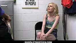 Petite blonde teen caught shoplifting, fucked on birthday