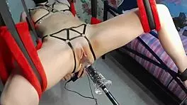 big dildo on bdsm swing with skinny girl lola spice.