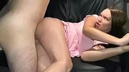 Daddy convinces stepdaughter to make a sex video in the car