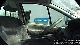 young german amateur naked at the car wash