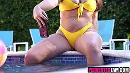 Stepdad gets boner watching stepdaughter's chubby body