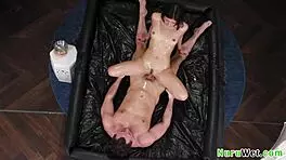 Lovely Teen 18+ Masseuse Covered In Nuru Gel Gets Her Pussy Pounded On The Mattress - Brad Sterling Xxlayna Marie