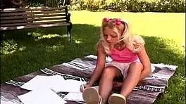 Gorgeous blonde teen 18+ie fucking huge cock in the park, so public and thrilling.