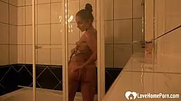 Amazing Brunette Records Her Shower Teasing