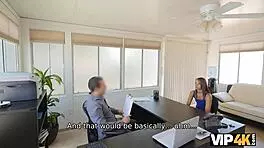 vip4k petite stunner fixes money issues by having sex session at office desk 😈