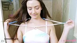 Fierce Brunette Bombshell Took a Shower