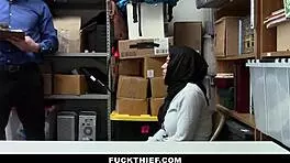 Hot muslim teen bent over gets hardcore fucked by monster cock for shoplifting