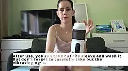 Anna tests xspacecup masturbator with footjob