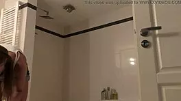 Hidden view of petite teen in bathroom fantasy