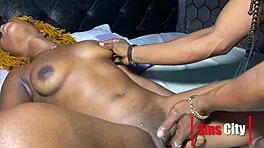 kofi really fucks that ebony milf student hard in doggystyle, her pussy shaved and ready