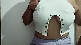 Milf Massages Her Big Natural Tits With Horny Pleasure In Homemade Video