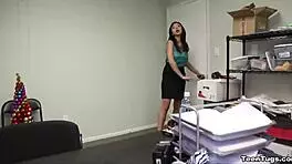 Mexican teen gives handjob to big cock