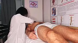 Nurse and aesthetician watch patient's erection during hospital fucking