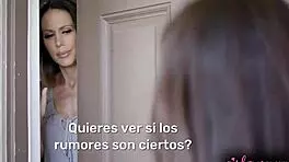 brunette interacts intimately with her neighbor in spanish